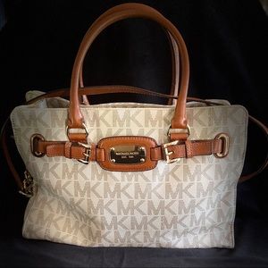 Michael Kors Cream/Brown East West Hamilton Tote